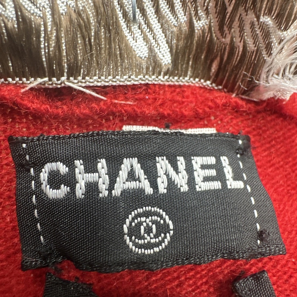 VTG 80s Chanel 100% Cashmere‎ Sweater Womens Large Red Made In Scotland Luxury - Picture 5 of 11
